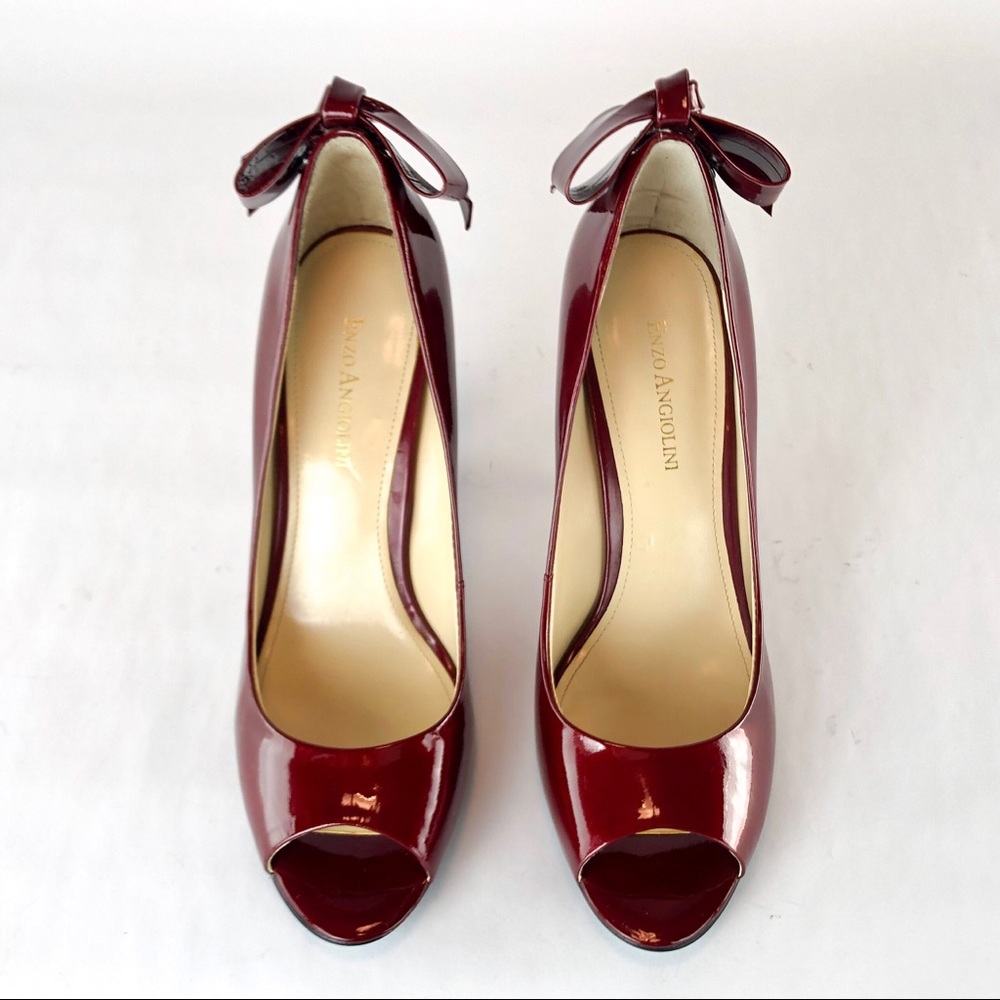 Enzo Angiolini Patent Leather Peep Toe Heels - Picture 7 of 15